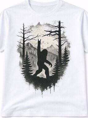 Bigfoot Sasquatch Graphic T Shirt Trendy Boutique Style Tee Mens Gifts White Top